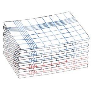 Ein Stapel mit gefalteten Geschirrhandtüchern.