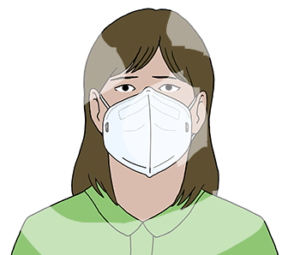 Eine Person trägt eine FFP2-Maske über Mund und Nase.