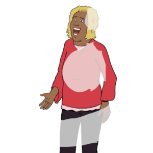 Eine Person mit weit offenem Mund.