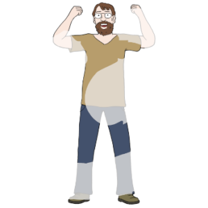 Ein Mann hält beide Arme im 90 Grad Winkel zur Seite.