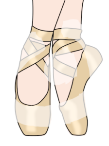 Zwei Füße in Ballettschuhen. Auf der Spitze.