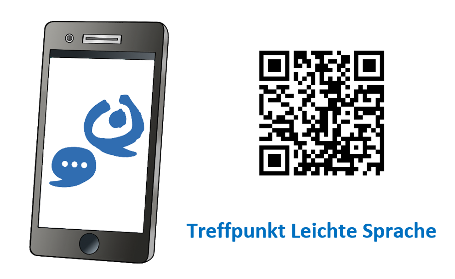 Logo und QR-Code zur App Treffpunkt Leichte Sprache